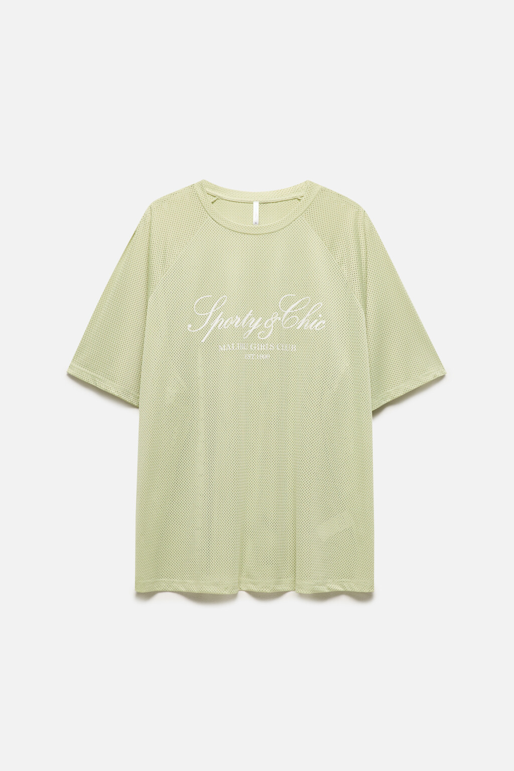 Футболка oversize спортивная из сетки с принтом - цвет зеленый - 8