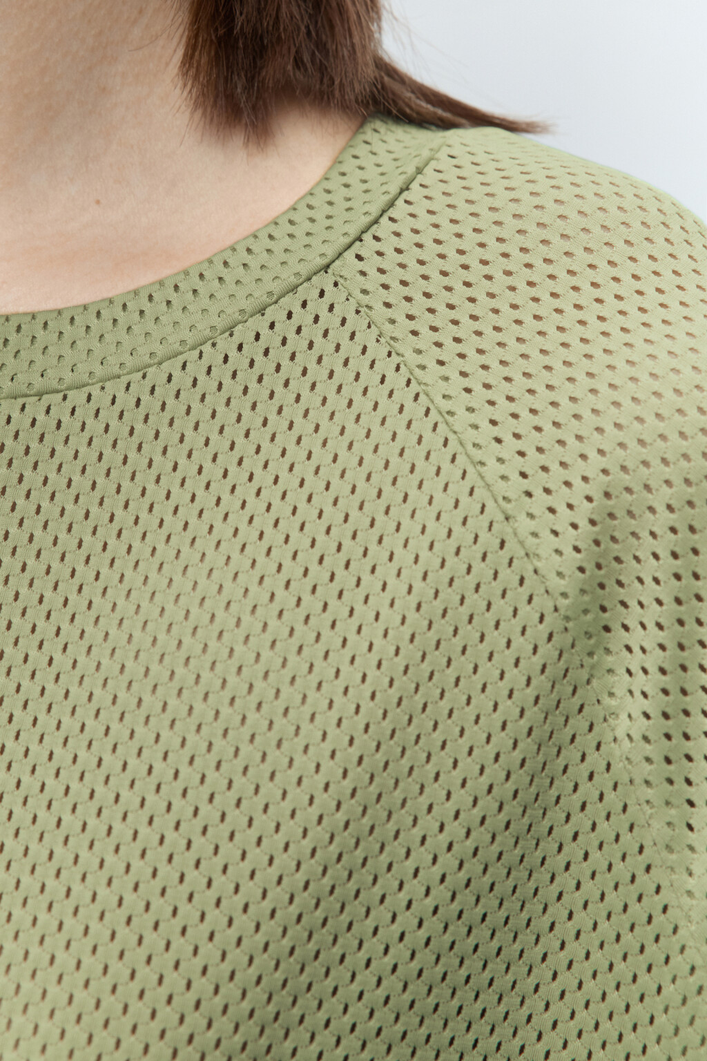 Футболка oversize спортивная из сетки с принтом - цвет зеленый - 7