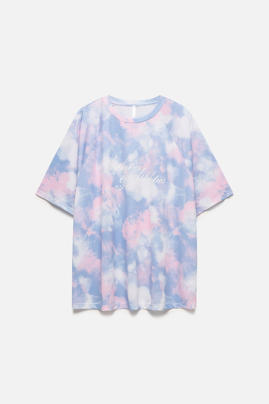 Футболка oversize спортивная из сетки с принтом - цвет белый - 8