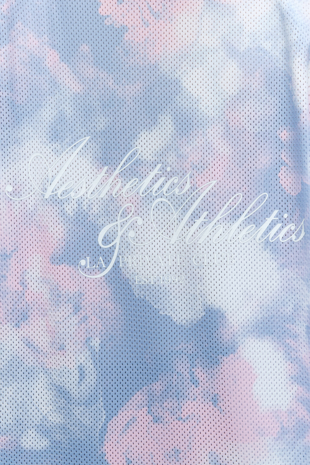 Футболка oversize спортивная из сетки с принтом - цвет белый - 6