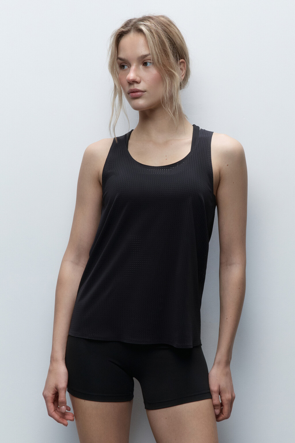 Майка oversize спортивная из сетки - цвет черный - 3