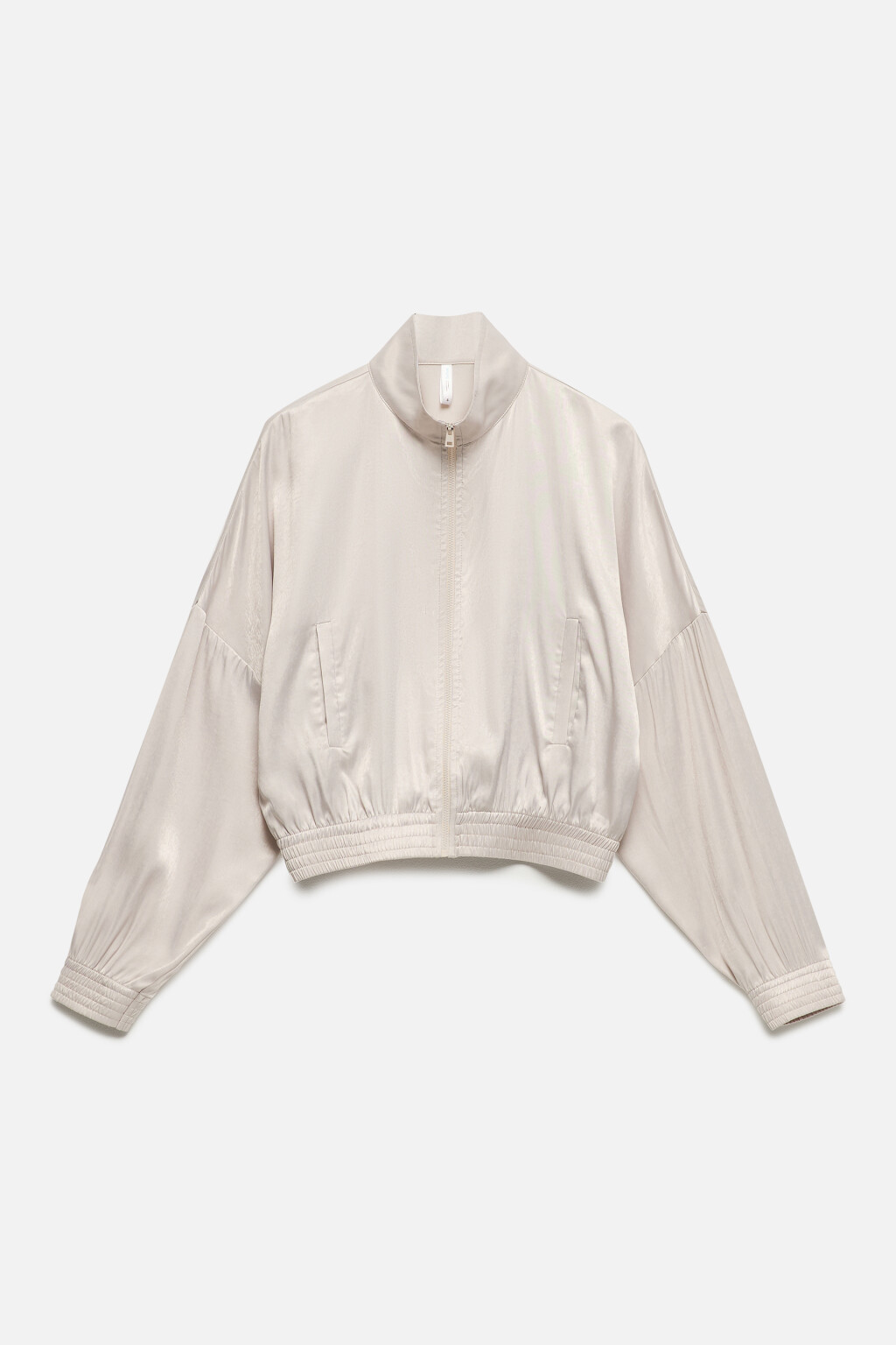 Куртка-олимпийка спортивная с шелковой фактурой - цвет ванильный - 8