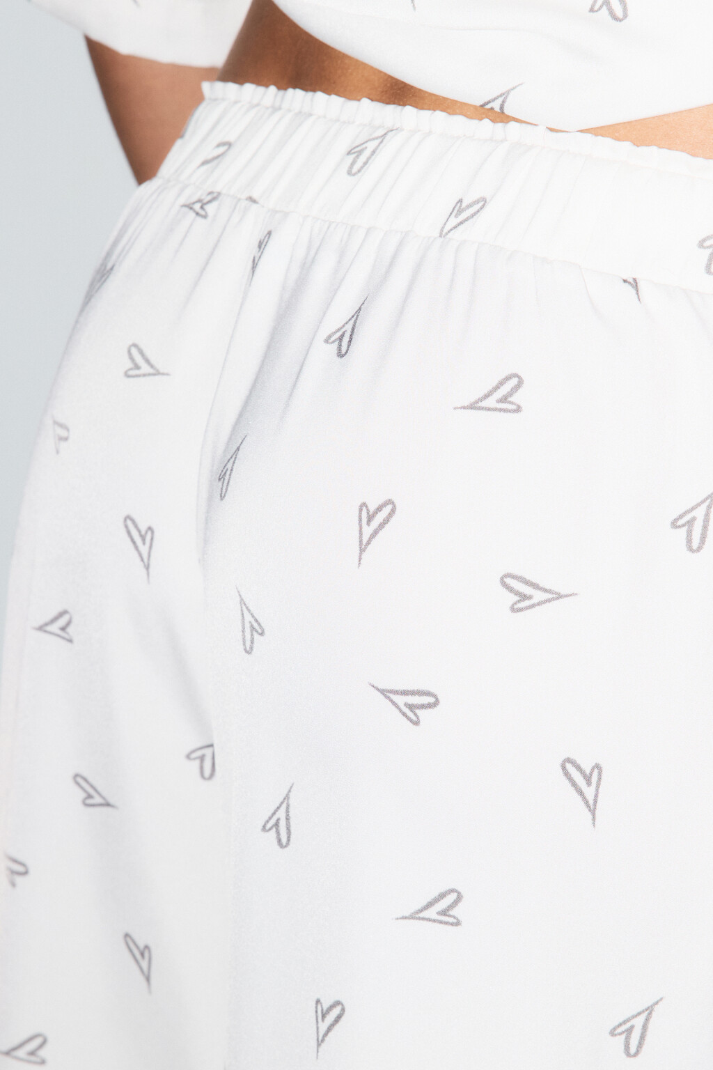 Брюки домашние атласные с принтом - цвет бежевый - 7