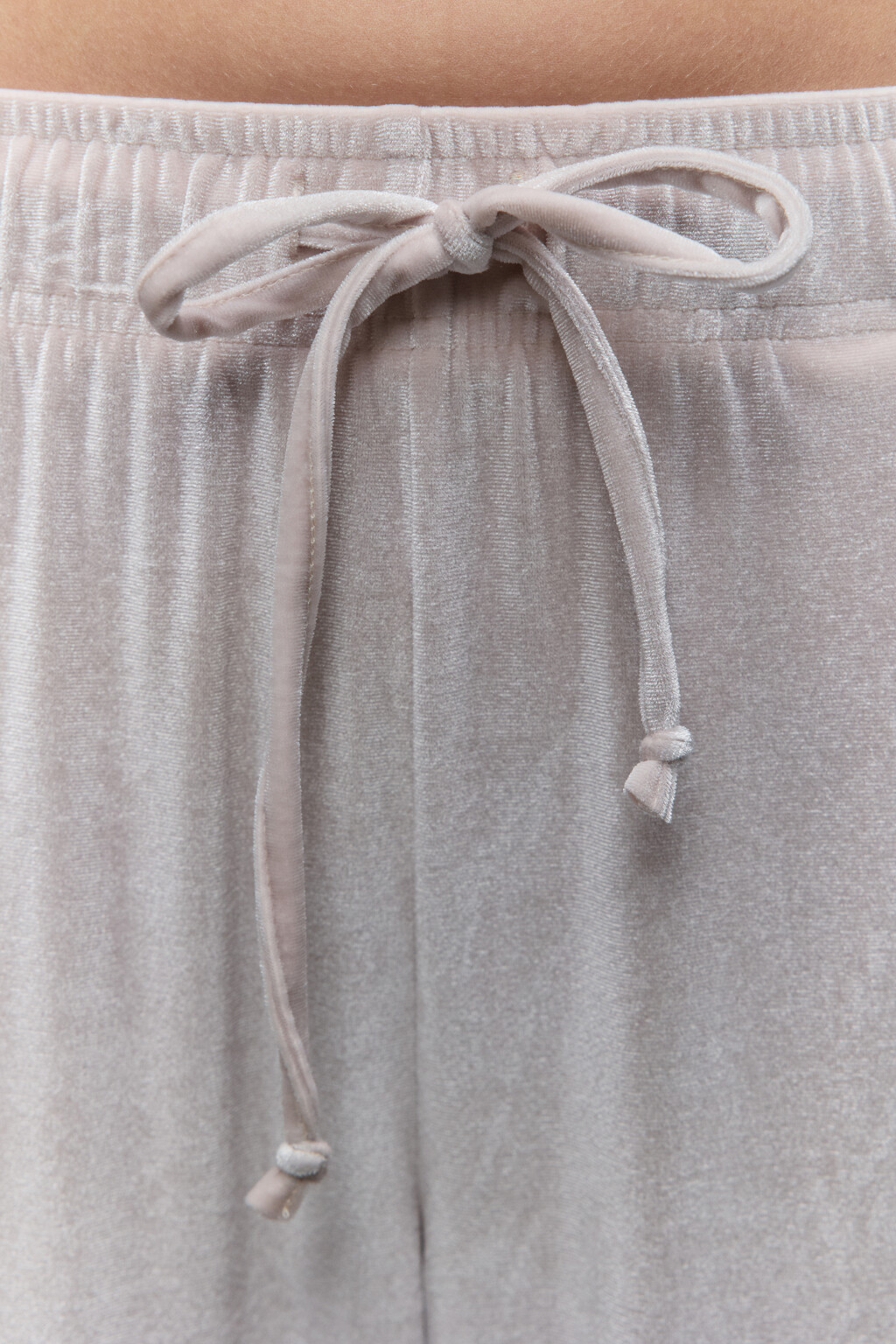 Брюки домашние велюровые с поясом на завязках - цвет бежевый - 6