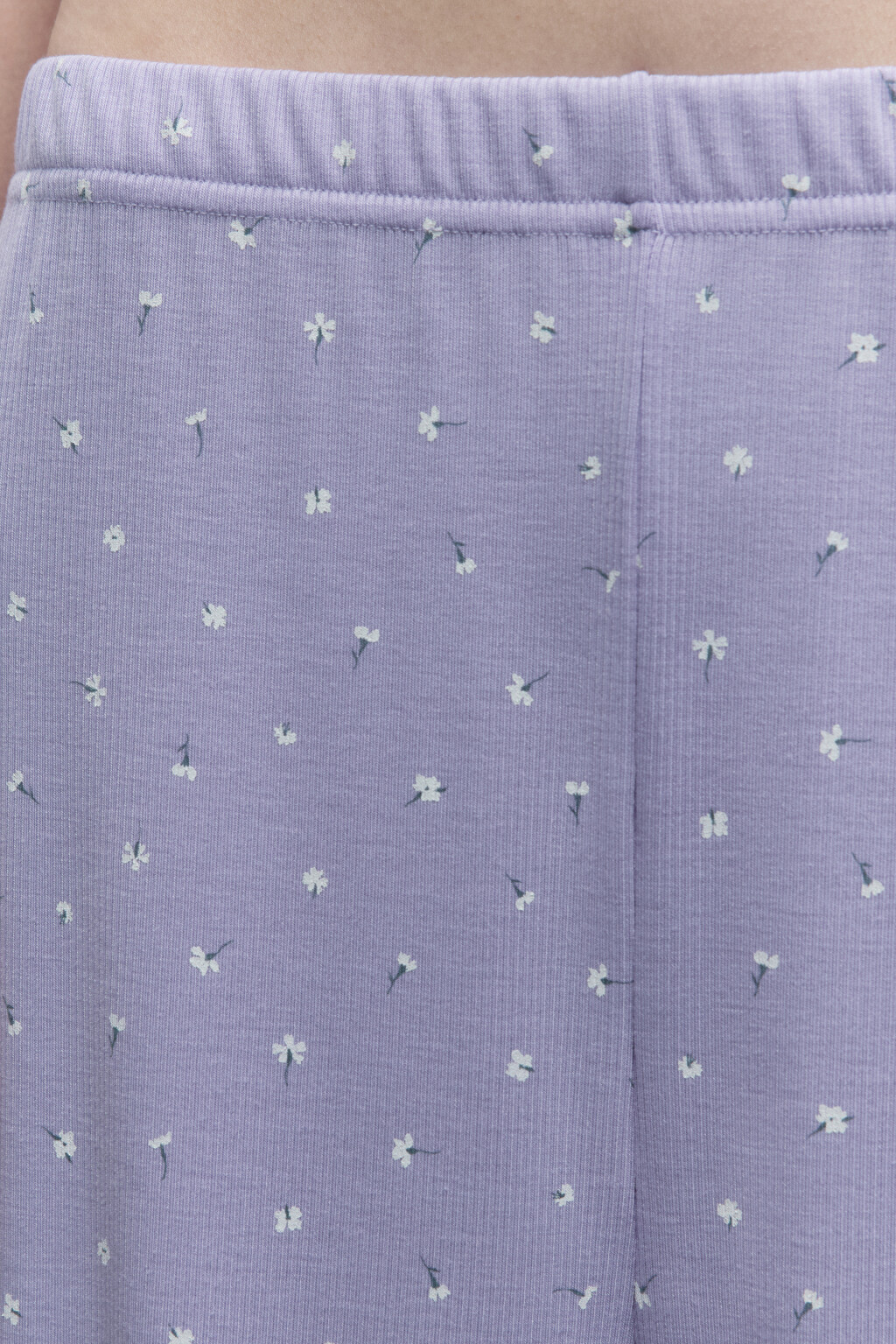 Брюки домашние в рубчик с принтом и оборками - цвет сиреневый - 7