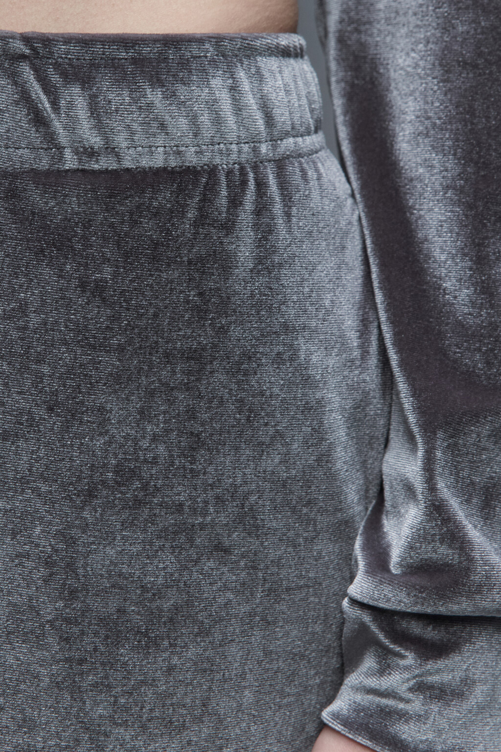 Шорты домашние велюровые с поясом-резинкой - цвет серый - 7