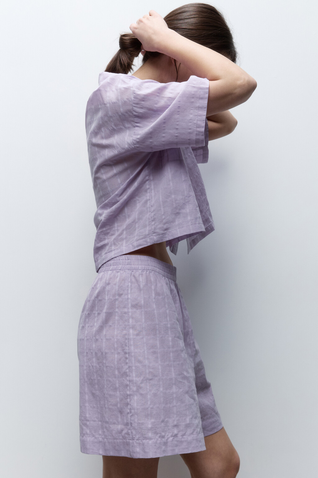 Шорты домашние хлопковые с поясом-резинкой 2421811007, цвет: сиреневый ...