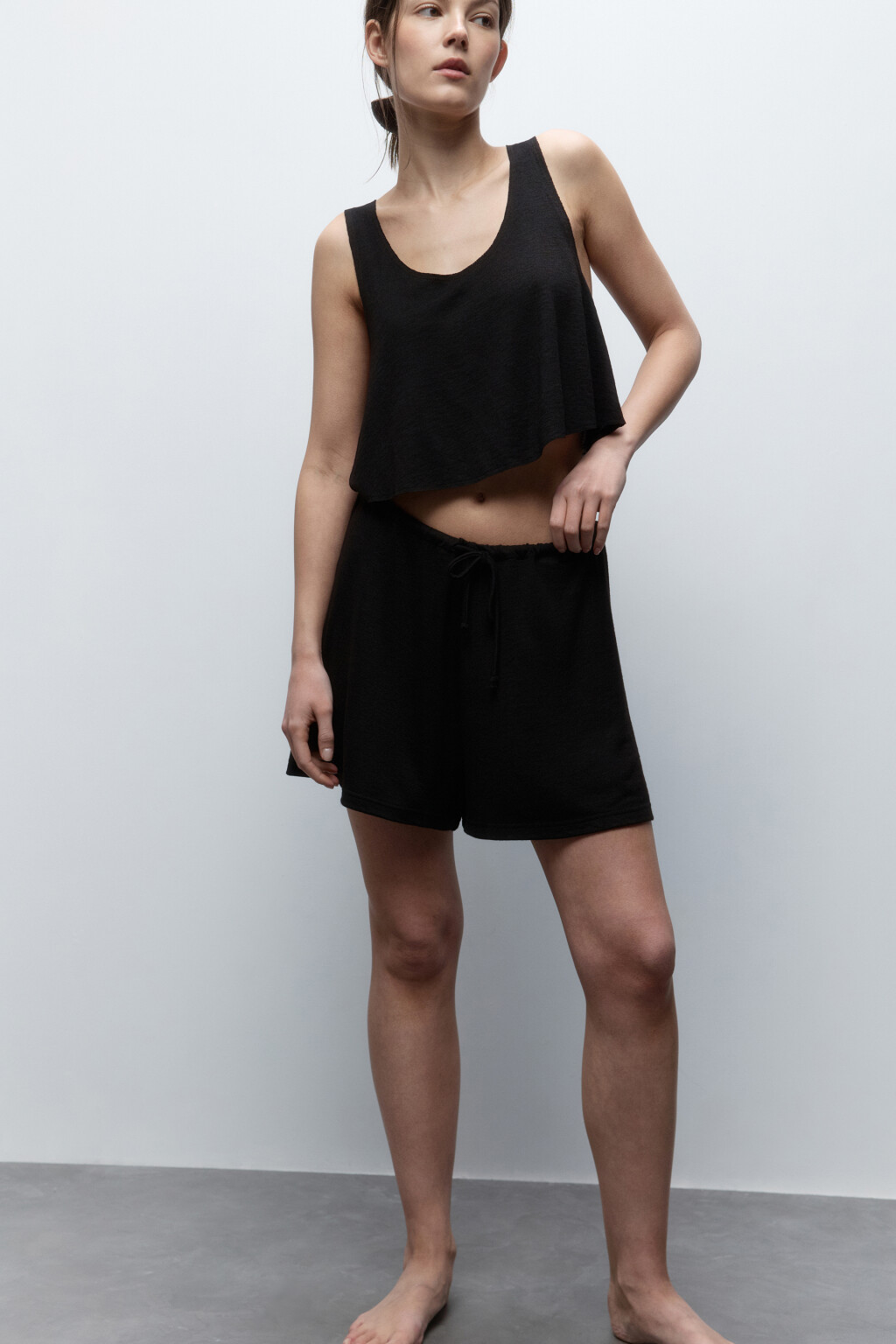 Шорты домашние свободные из вискозы - цвет черный - 1