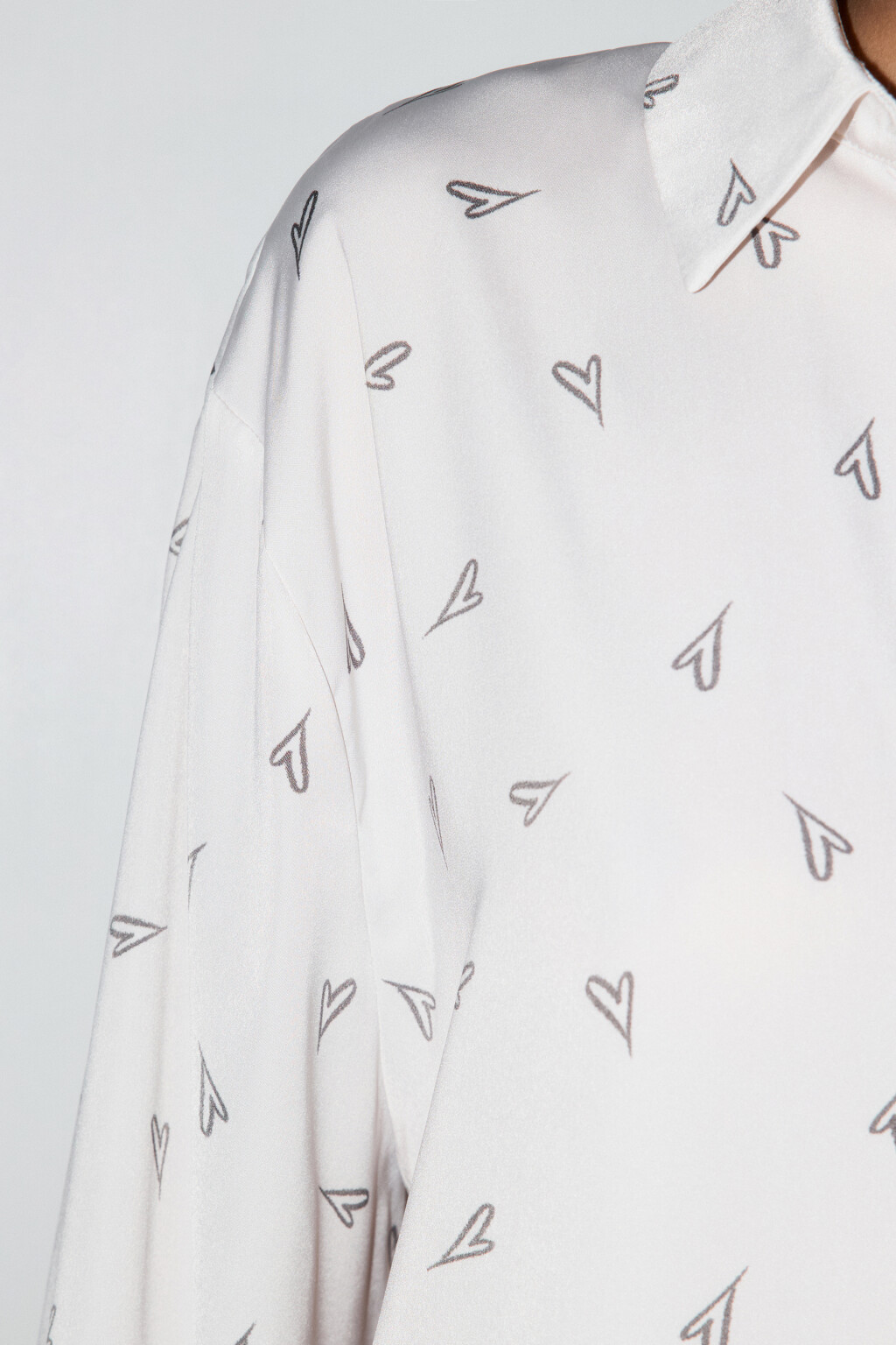 Блузка домашняя атласная с принтом - цвет бежевый - 7