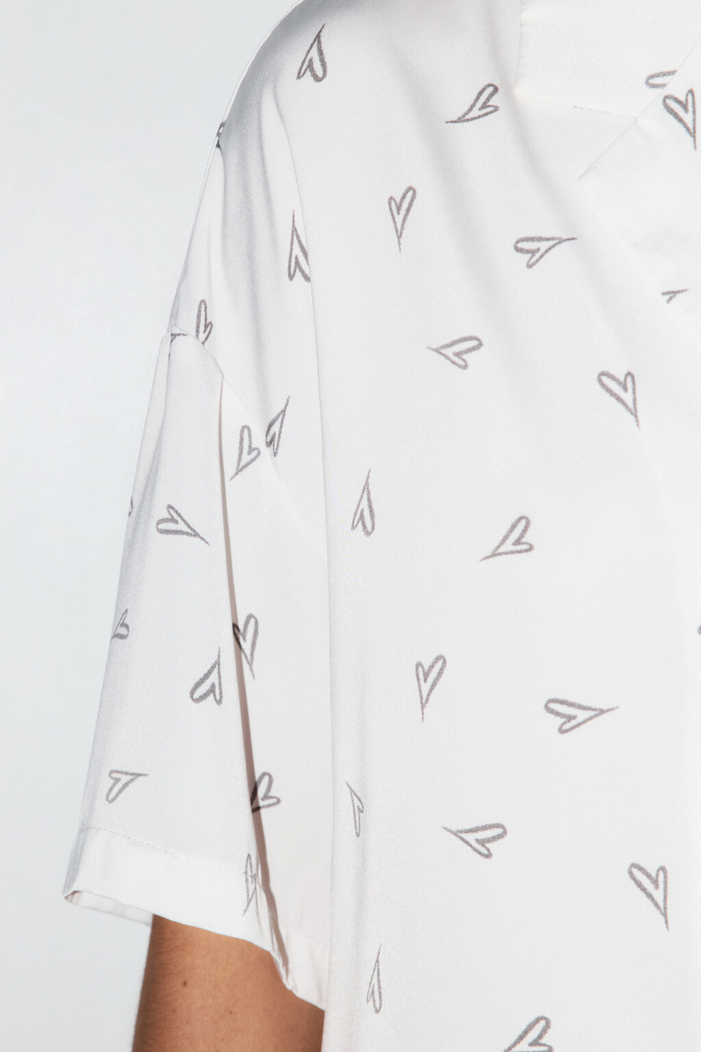 Блузка домашняя атласная с принтом - цвет бежевый - 7