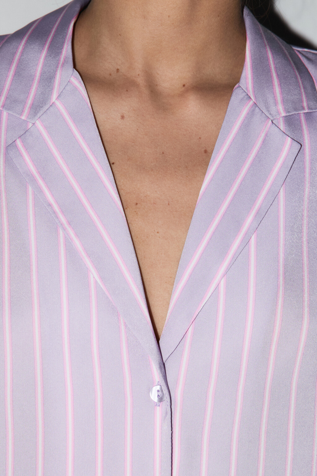 Блузка домашняя атласная с принтом - цвет сиреневый - 6