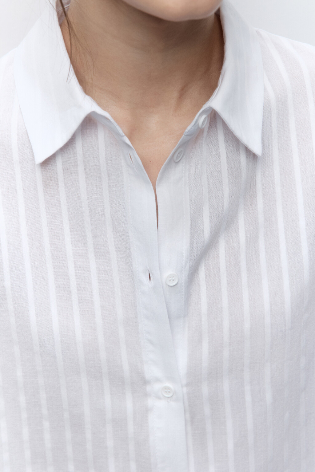 Блузка домашняя хлопковая с длинным рукавом - цвет белый - 6