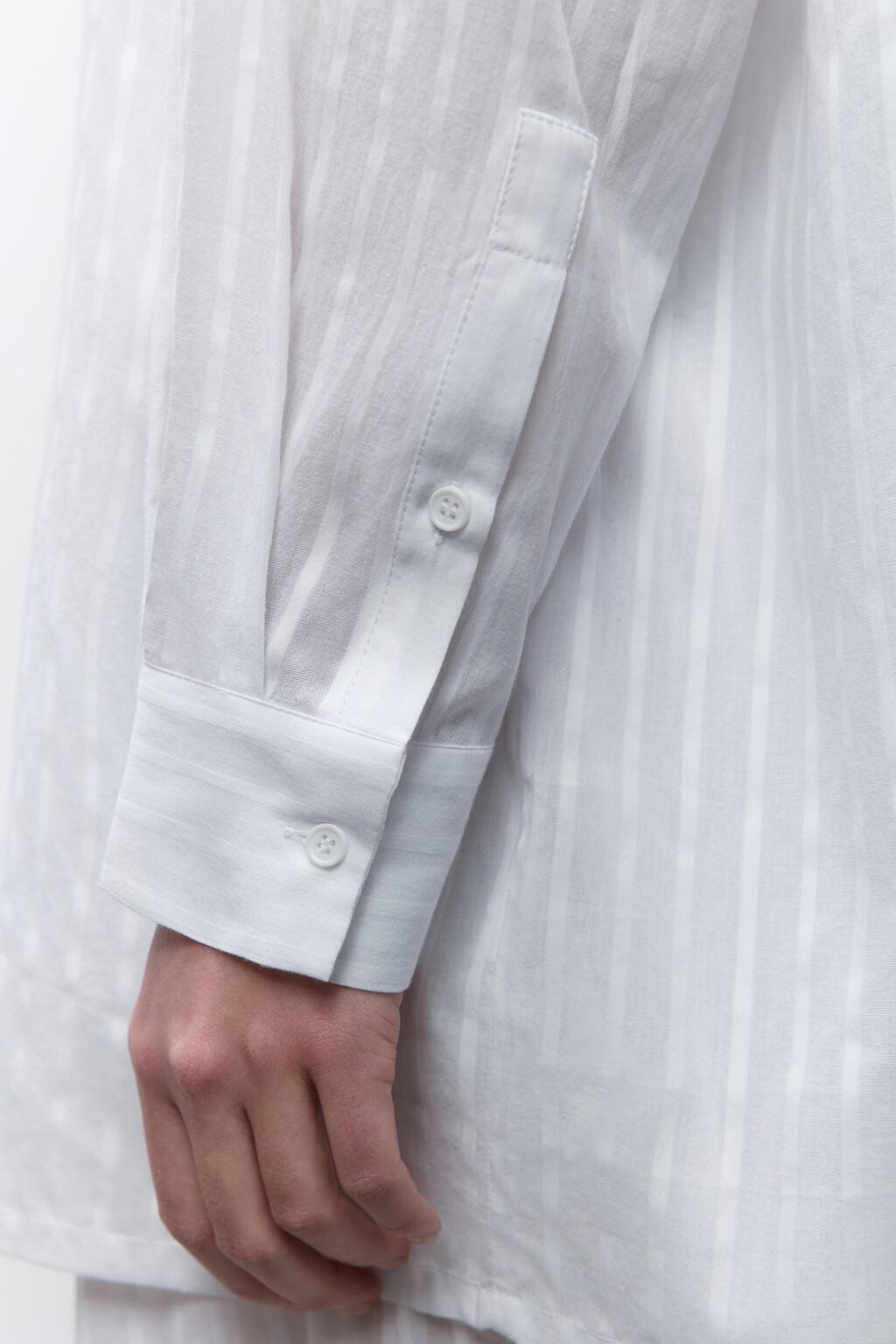 Блузка домашняя хлопковая с длинным рукавом - цвет белый - 7