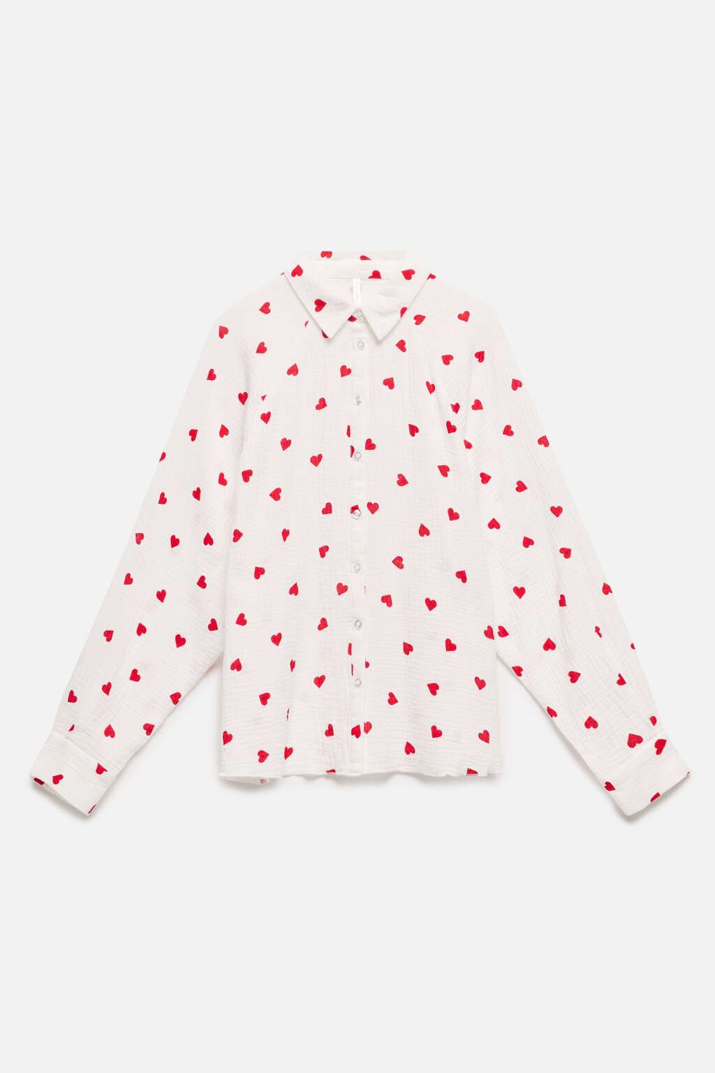 Блузка oversize домашняя хлопковая в сердечко - цвет красный - 9