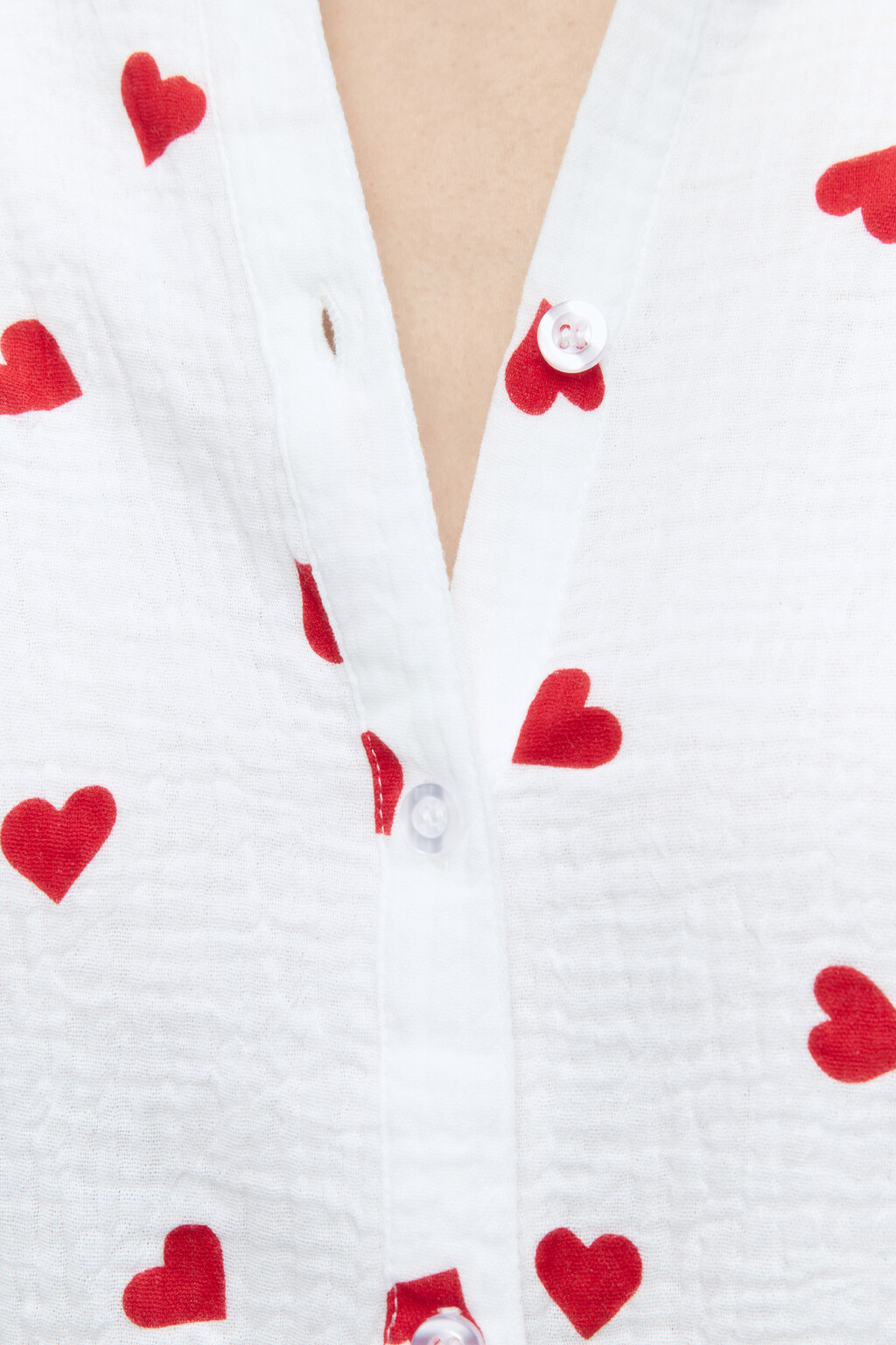 Блузка oversize домашняя хлопковая в сердечко - цвет красный - 7