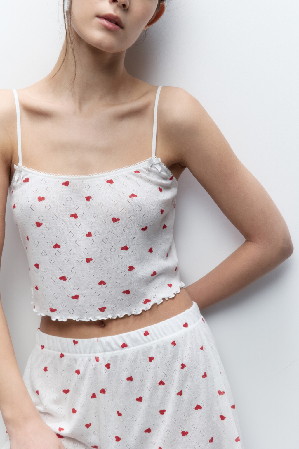 Майка-топ домашняя в рубчик на бретельках - цвет мультиколор - 1