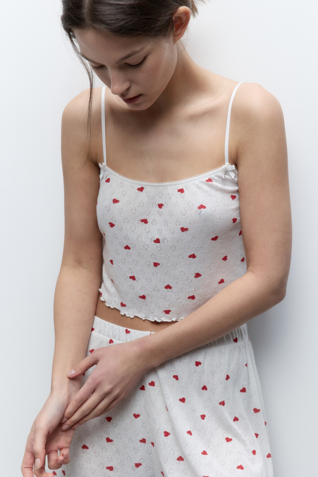 Майка-топ домашняя в рубчик на бретельках - цвет мультиколор - 2