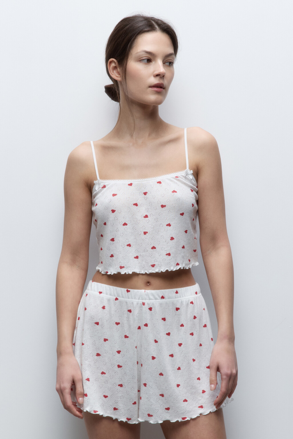 Майка-топ домашняя в рубчик на бретельках - цвет мультиколор - 3