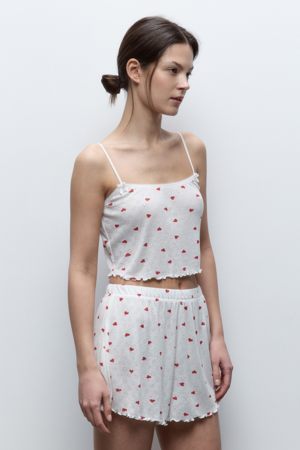 Майка-топ домашняя в рубчик на бретельках - цвет мультиколор - 4