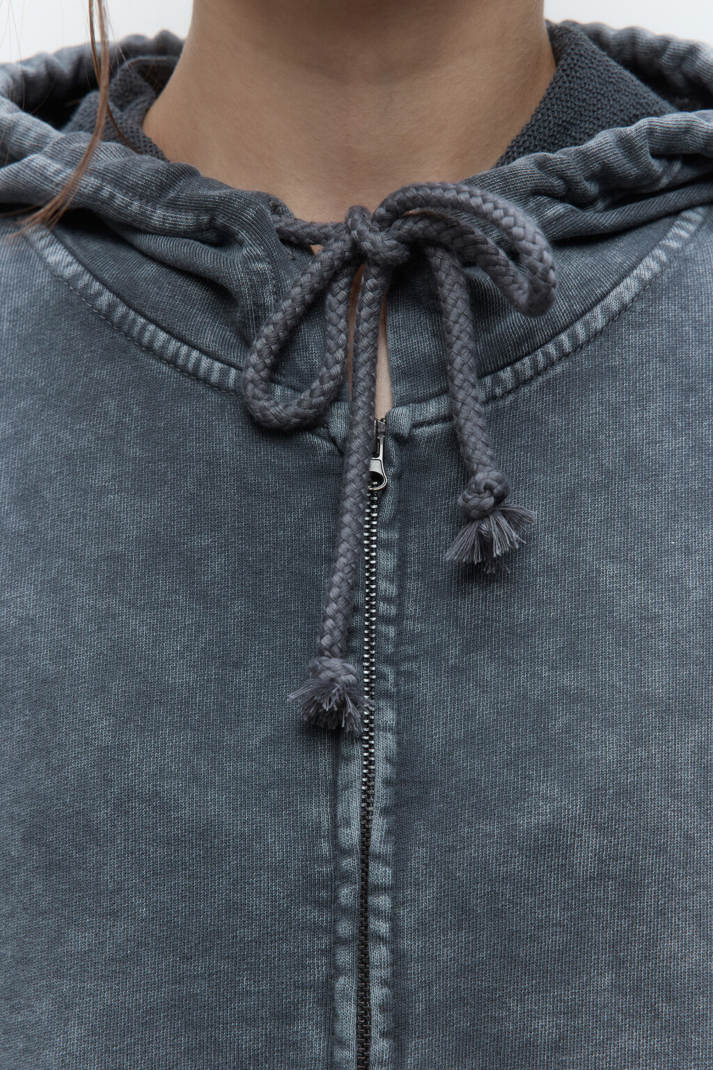Толстовка домашняя на молнии с капюшоном - цвет серый - 7
