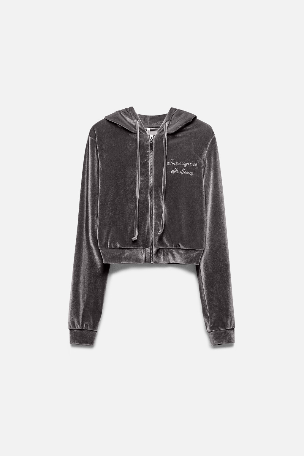 Толстовка домашняя велюровая со стразами - цвет серый - 9