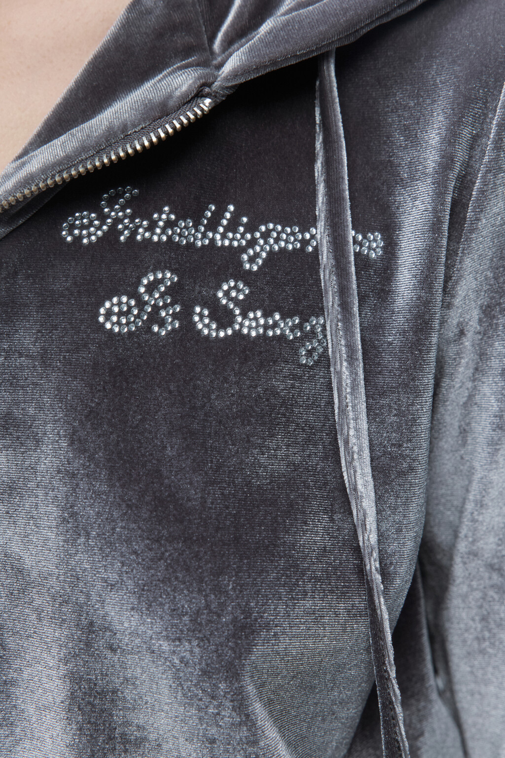 Толстовка домашняя велюровая со стразами - цвет серый - 6