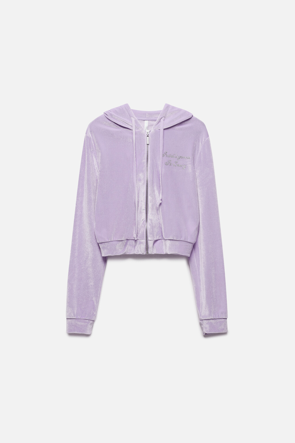 Толстовка домашняя велюровая со стразами - цвет сиреневый - 9