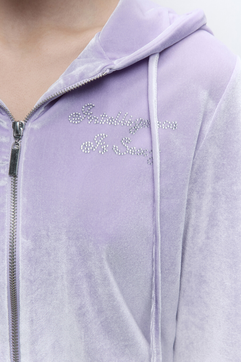 Толстовка домашняя велюровая со стразами - цвет сиреневый - 7
