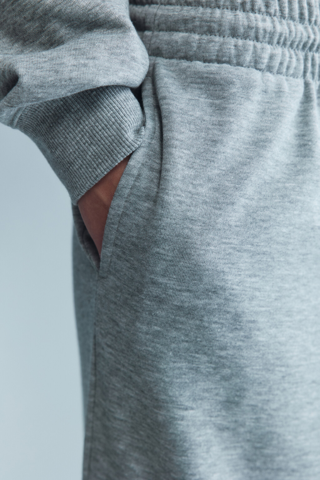 Брюки-джоггеры из футера с высокой посадкой - цвет серый - 7