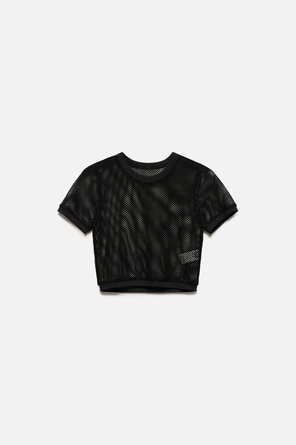Футболка укороченная из сетки - цвет черный - 8