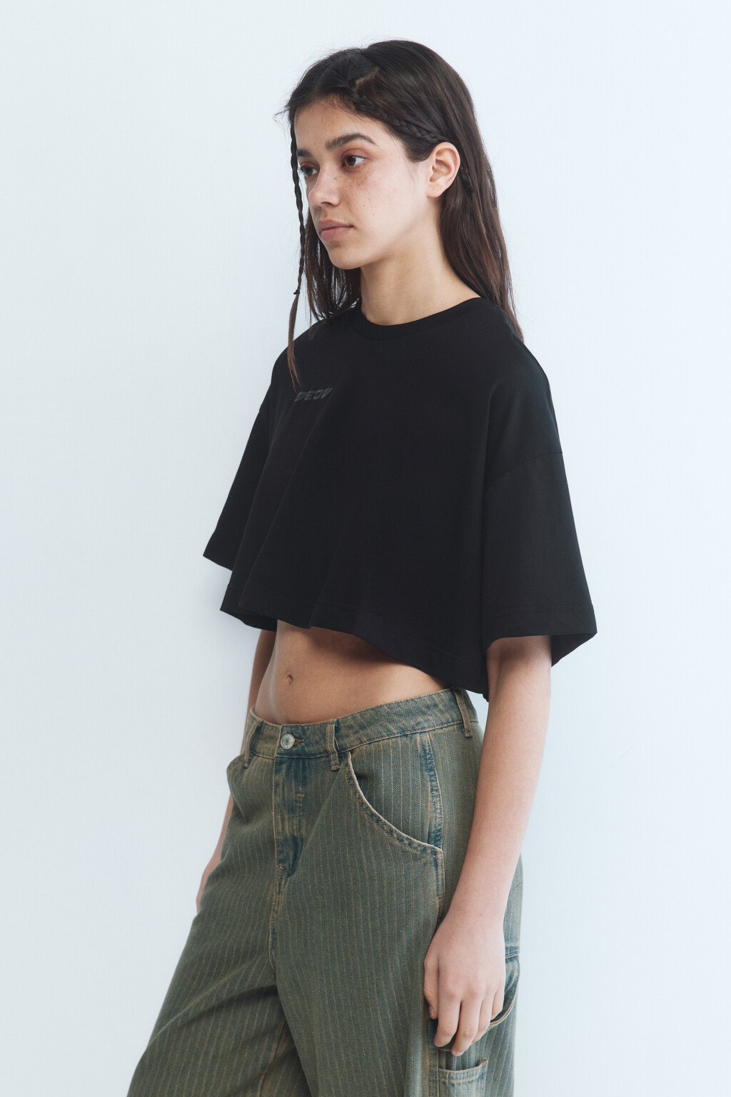 Футболка-топ oversize с надписью - цвет черный - 3