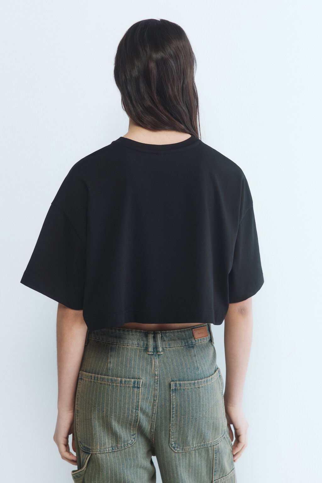 Футболка-топ oversize с надписью - цвет черный - 4