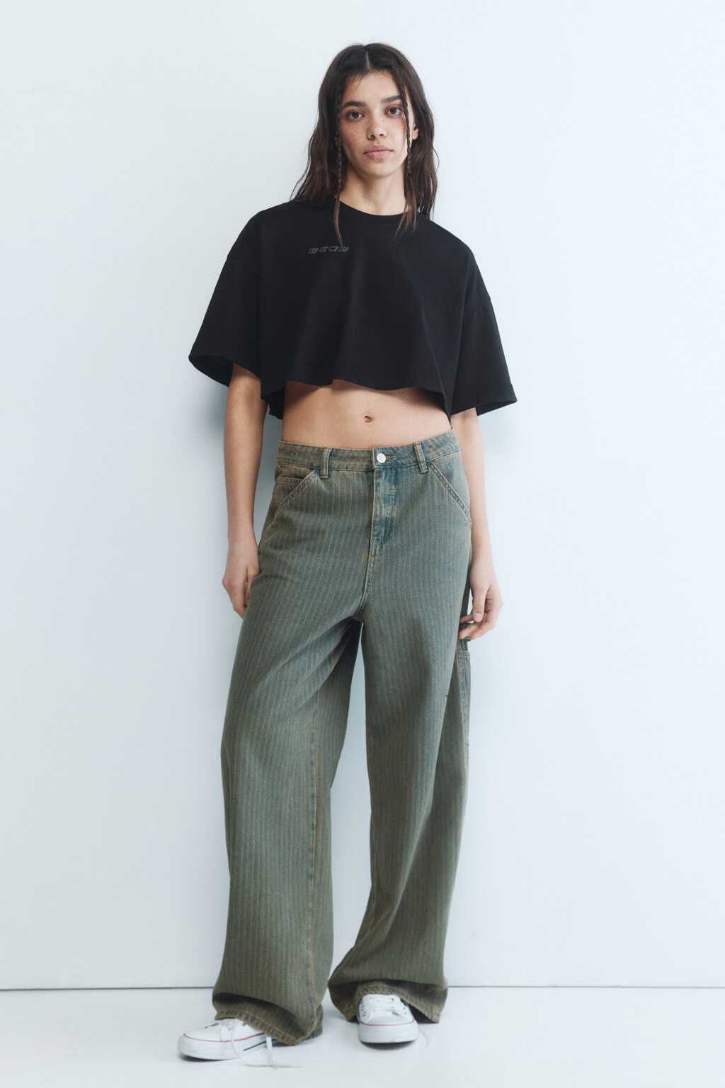 Футболка-топ oversize с надписью - цвет черный - 5