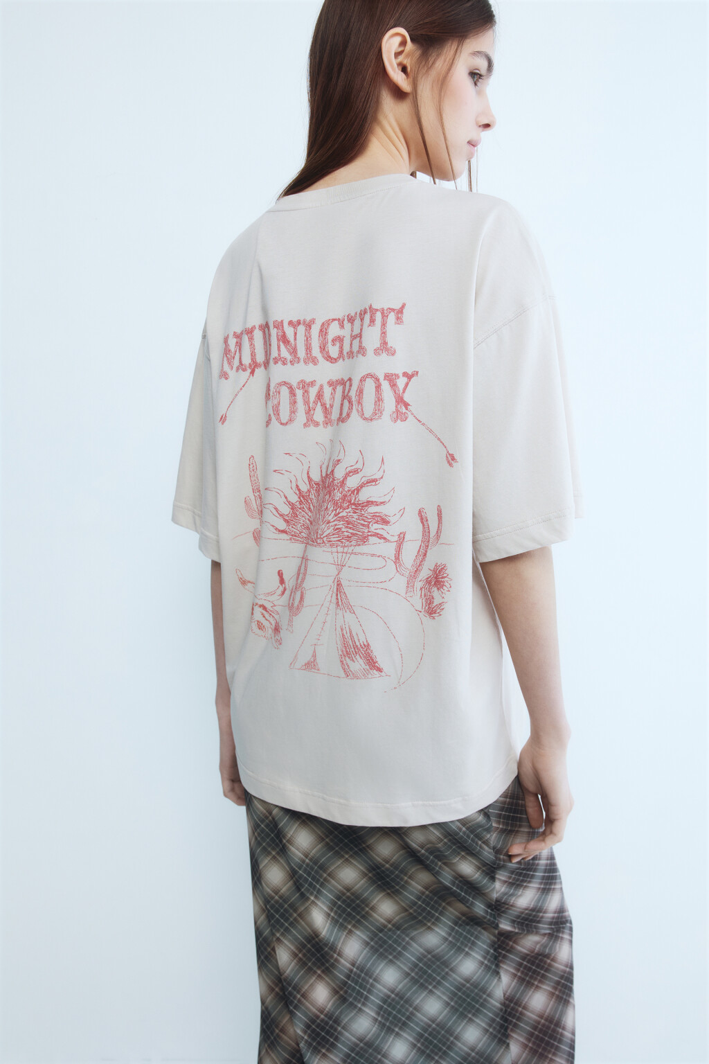 Футболка oversize с принтом в стиле Wild West - цвет серый - 1