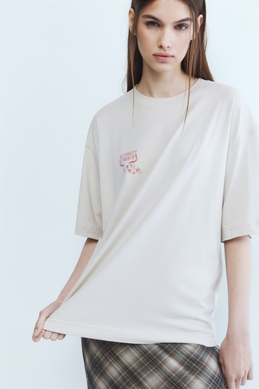 Футболка oversize с принтом в стиле Wild West - цвет серый - 2