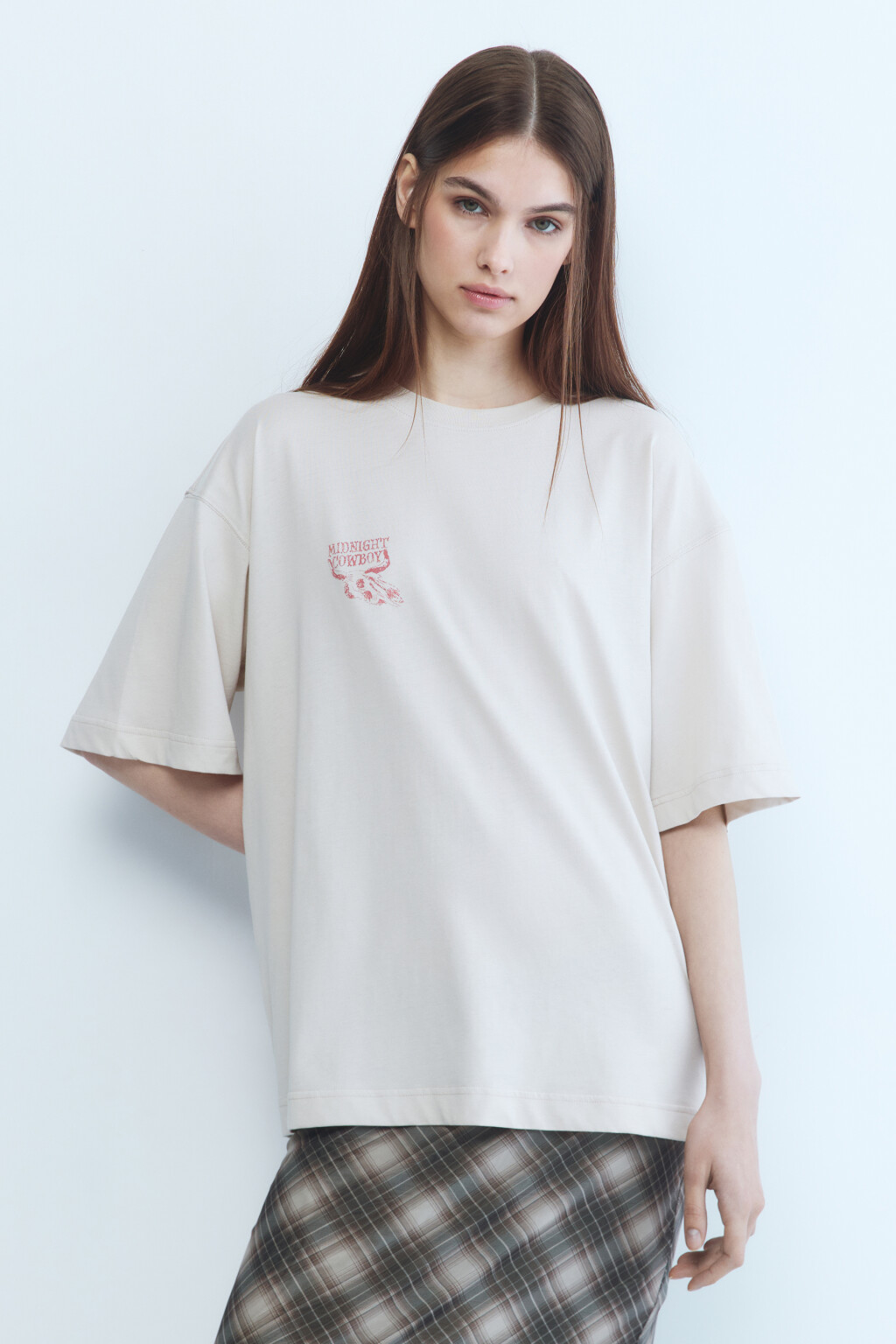 Футболка oversize с принтом в стиле Wild West - цвет серый - 3