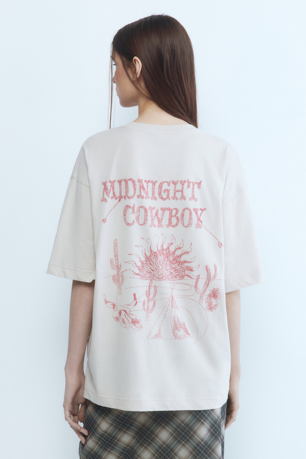 Футболка oversize с принтом в стиле Wild West - цвет серый - 5