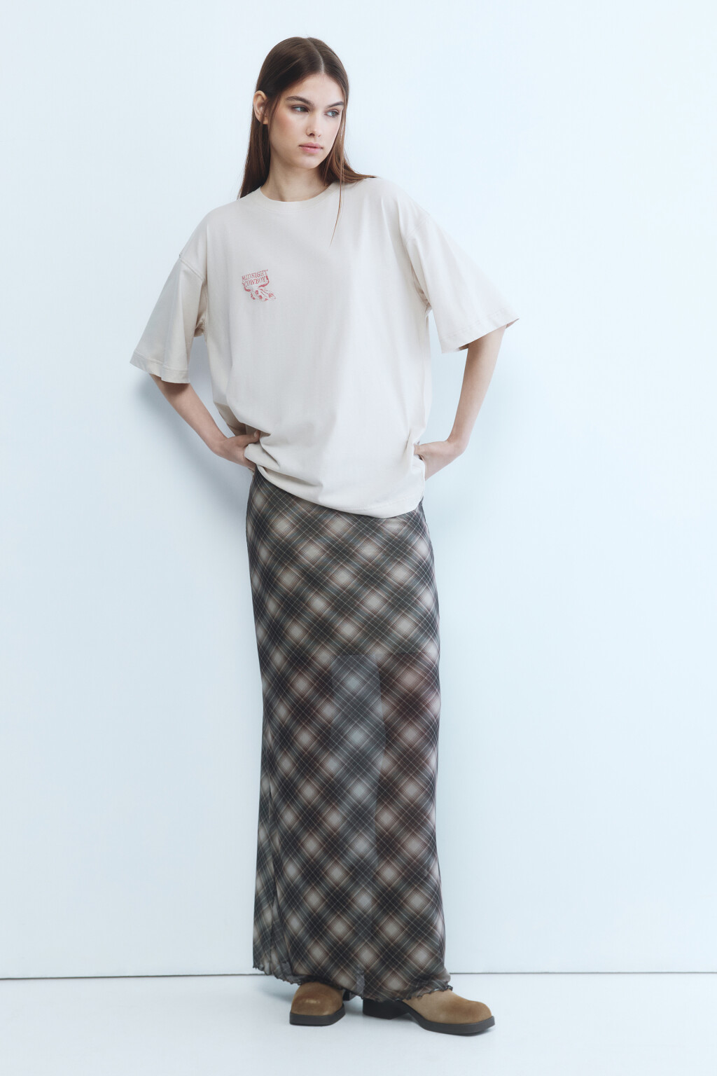 Футболка oversize с принтом в стиле Wild West - цвет серый - 6