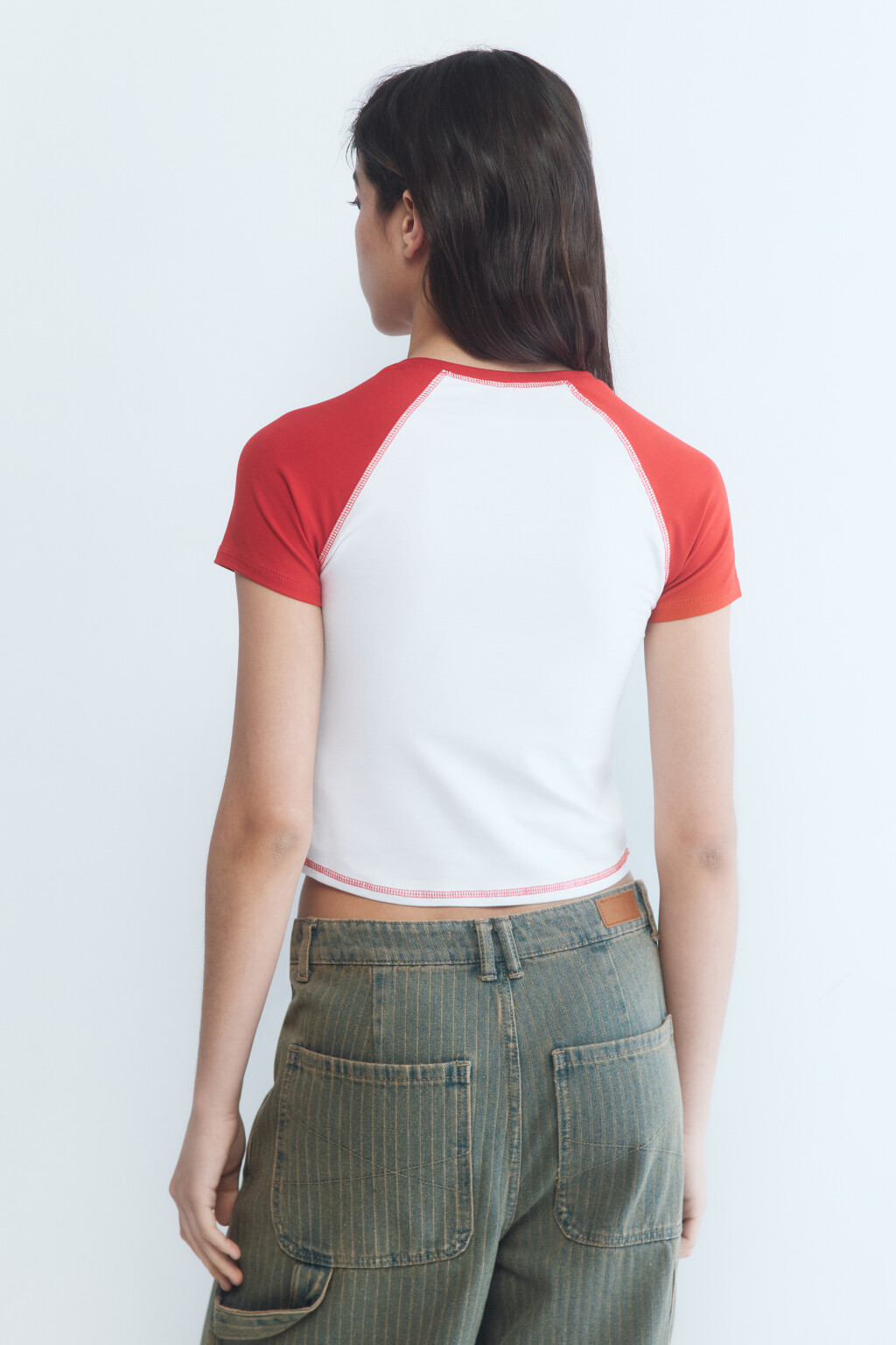 Футболка-топ с вышивкой на груди - цвет красный - 4