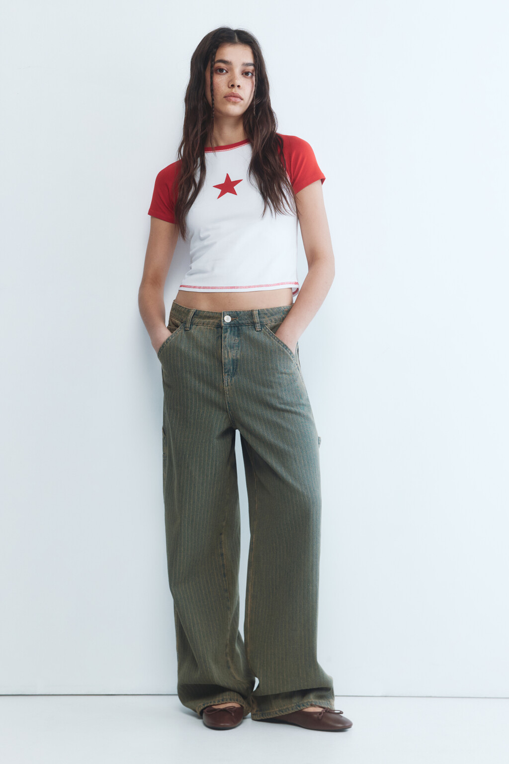 Футболка-топ с вышивкой на груди - цвет красный - 5