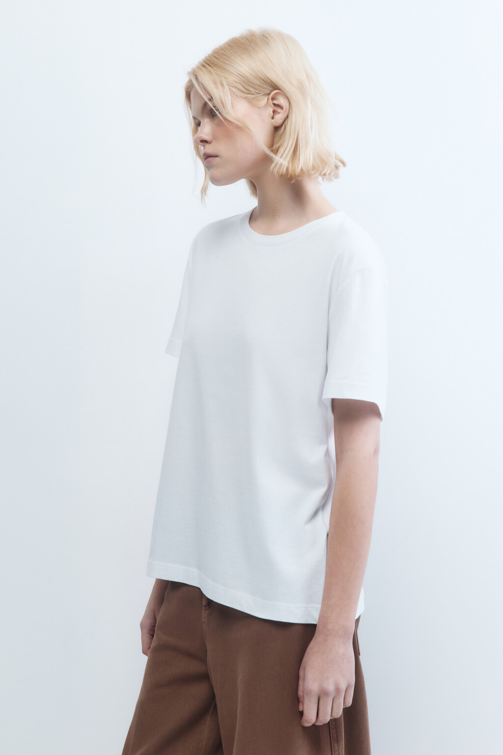 Футболка oversize хлопковая базовая - цвет белый - 3