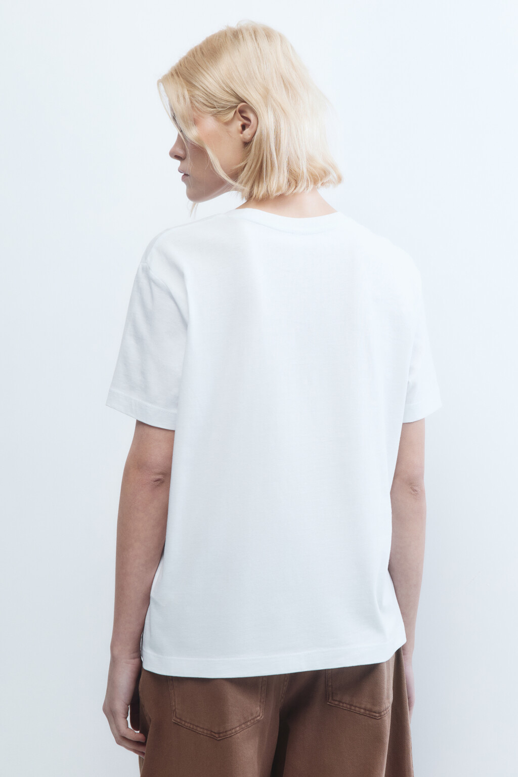 Футболка oversize хлопковая базовая - цвет белый - 4