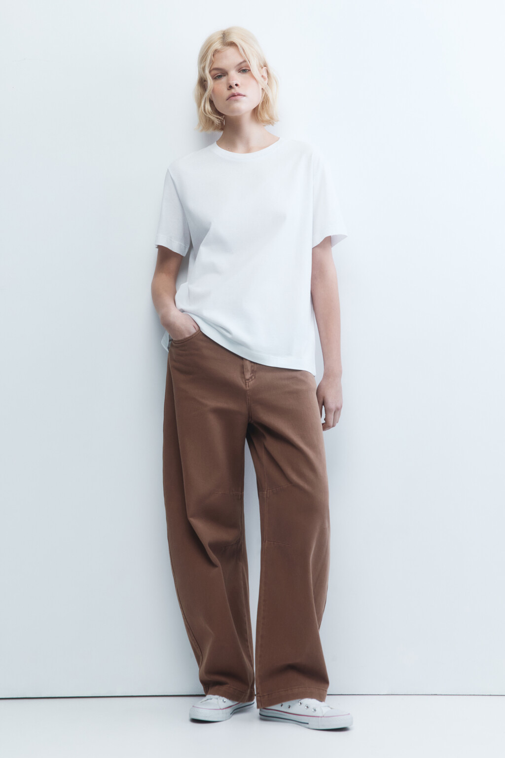 Футболка oversize хлопковая базовая - цвет белый - 5