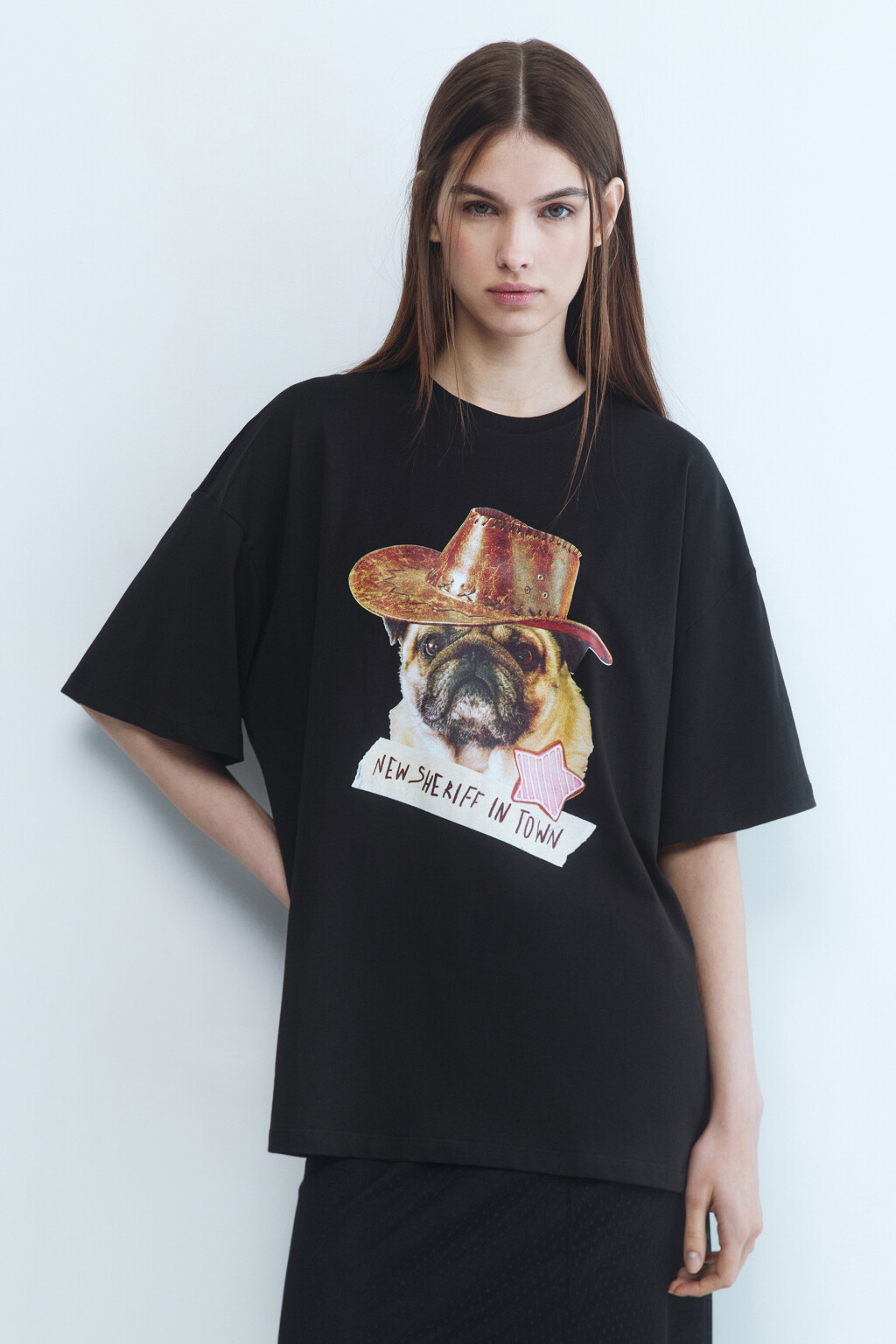 Футболка oversize хлопковая с принтом - цвет черный - 2