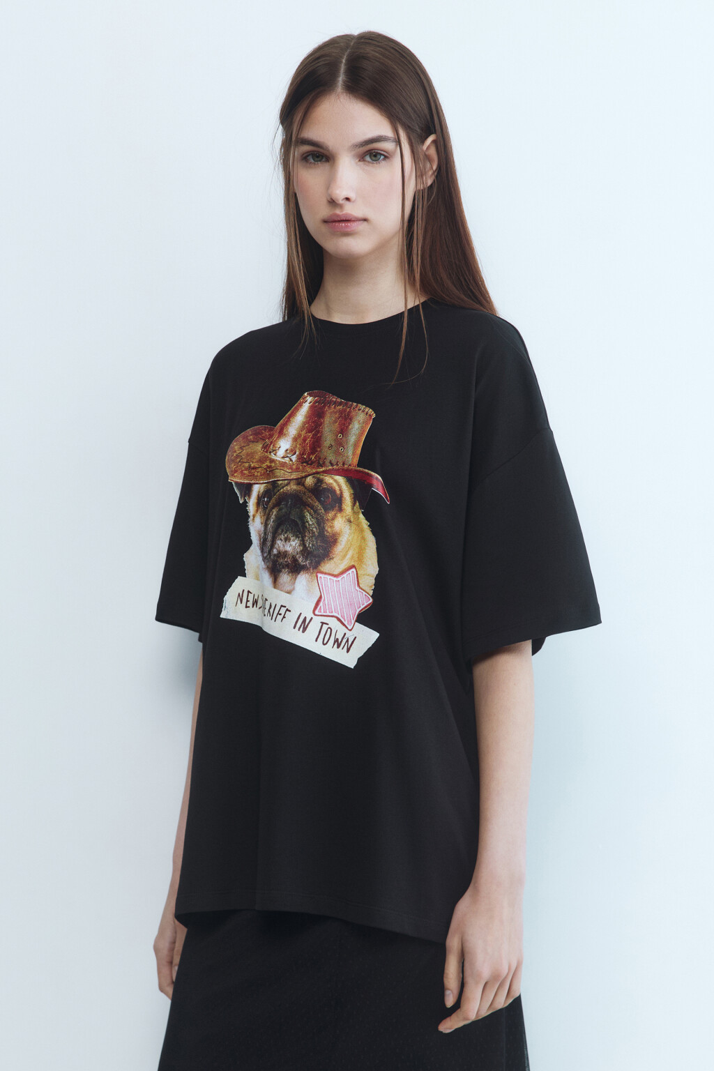 Футболка oversize хлопковая с принтом - цвет черный - 3