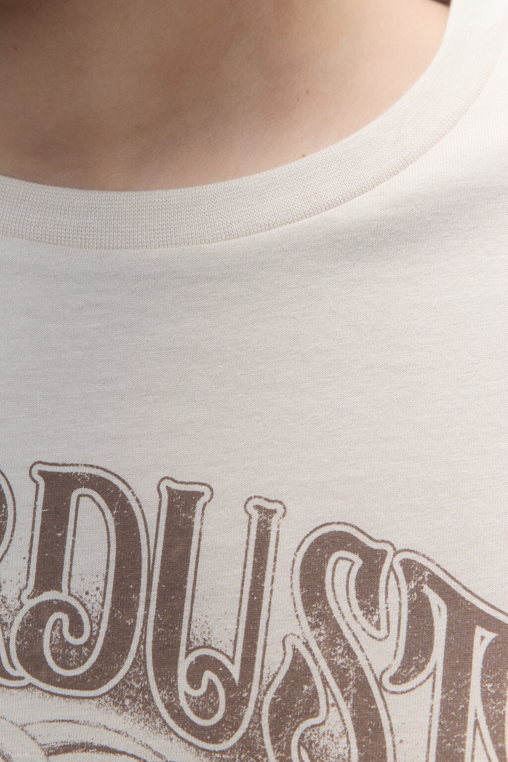 Футболка хлопковая с принтом - цвет бежевый - 6