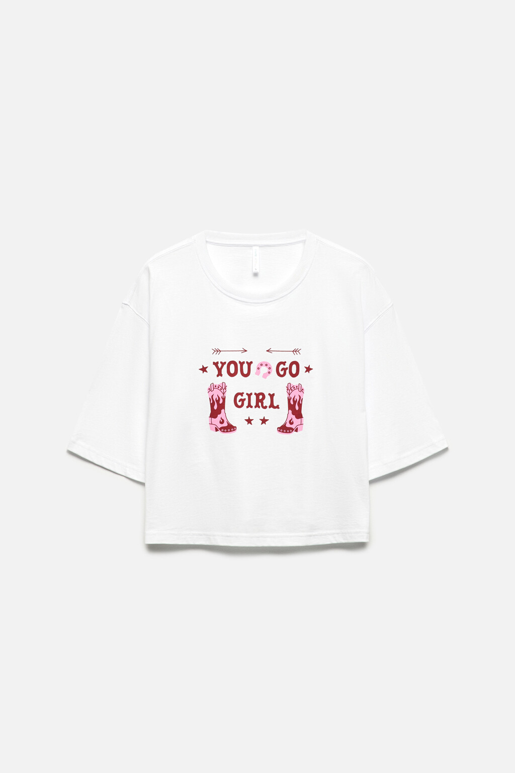 Футболка укороченная с принтом - цвет белый - 8