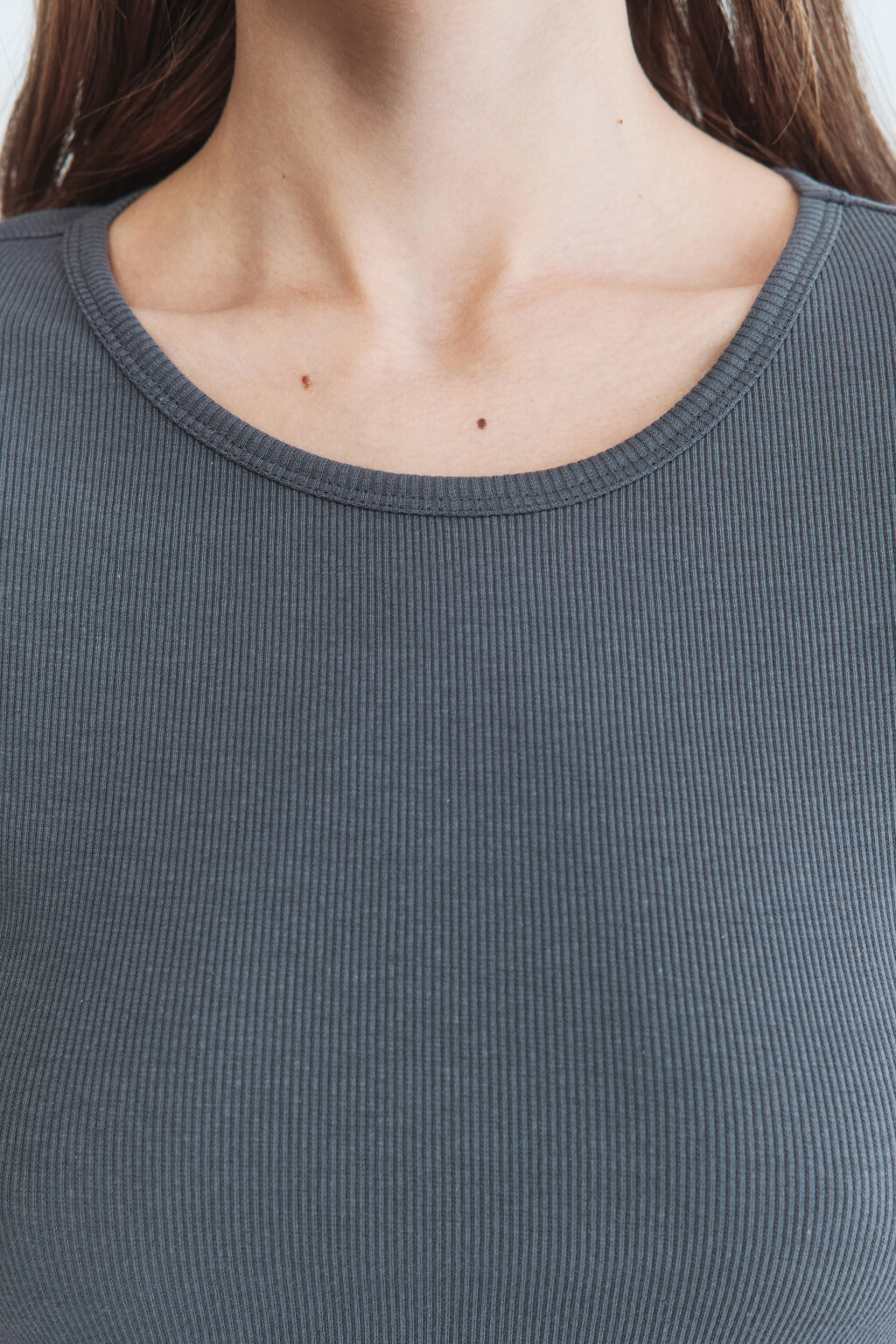 Футболка-топ облегающая в рубчик - цвет серый - 6