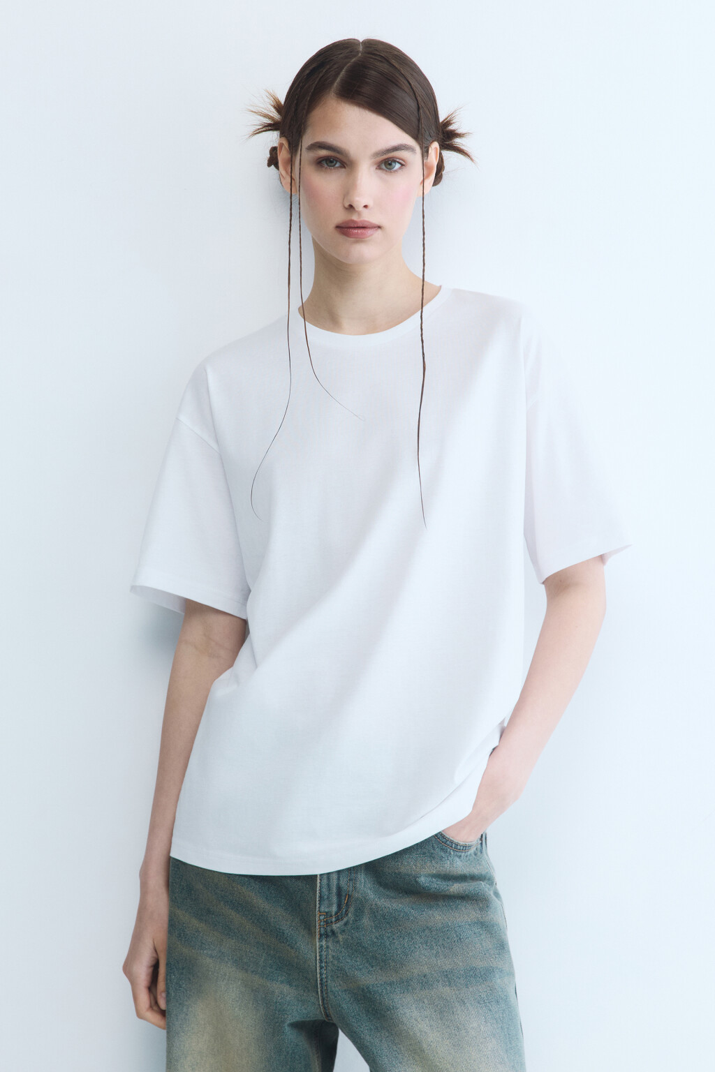 Футболка свободная базовая - цвет белый - 2