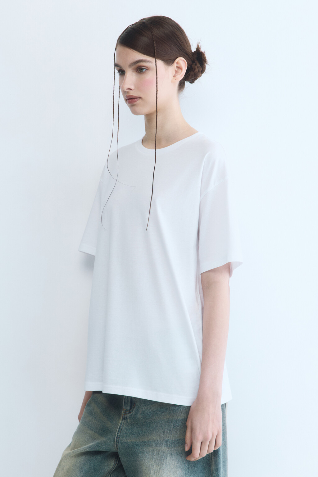 Футболка свободная базовая - цвет белый - 3